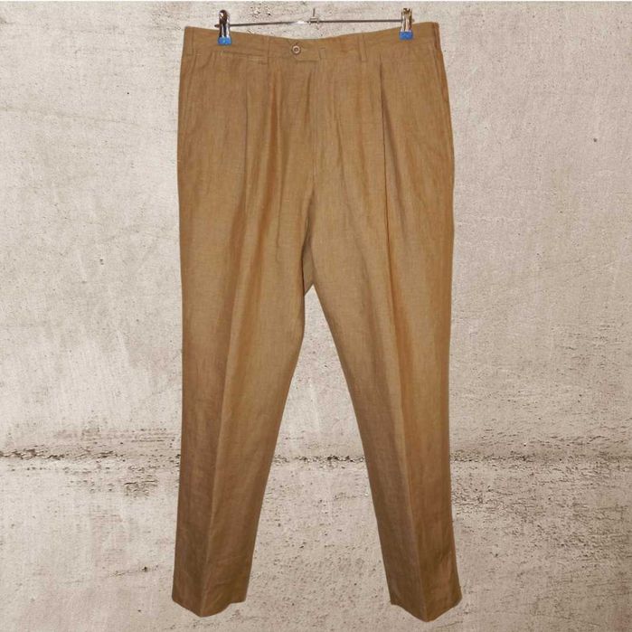 Льняные брюки классического кроя ERMENEGILDO ZEGNA. Size 52R IT.
