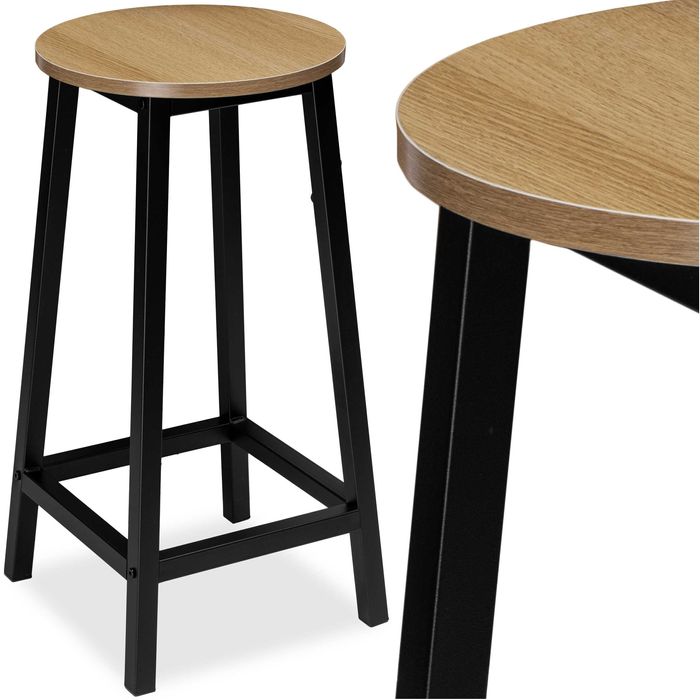 Hoker taboret metalowy FLINT MODERN OAK 65 cm