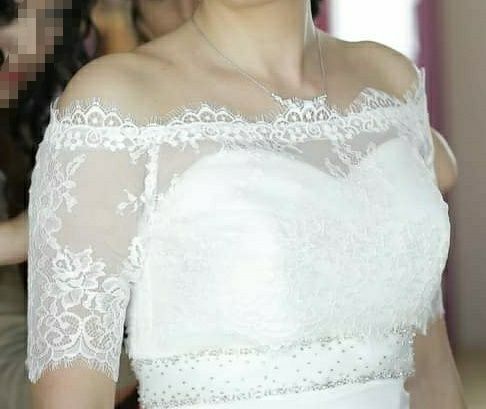 SUKNIA ŚLUBNA syrenka rybka Elizabeth Passion, welon, bolerko, halka