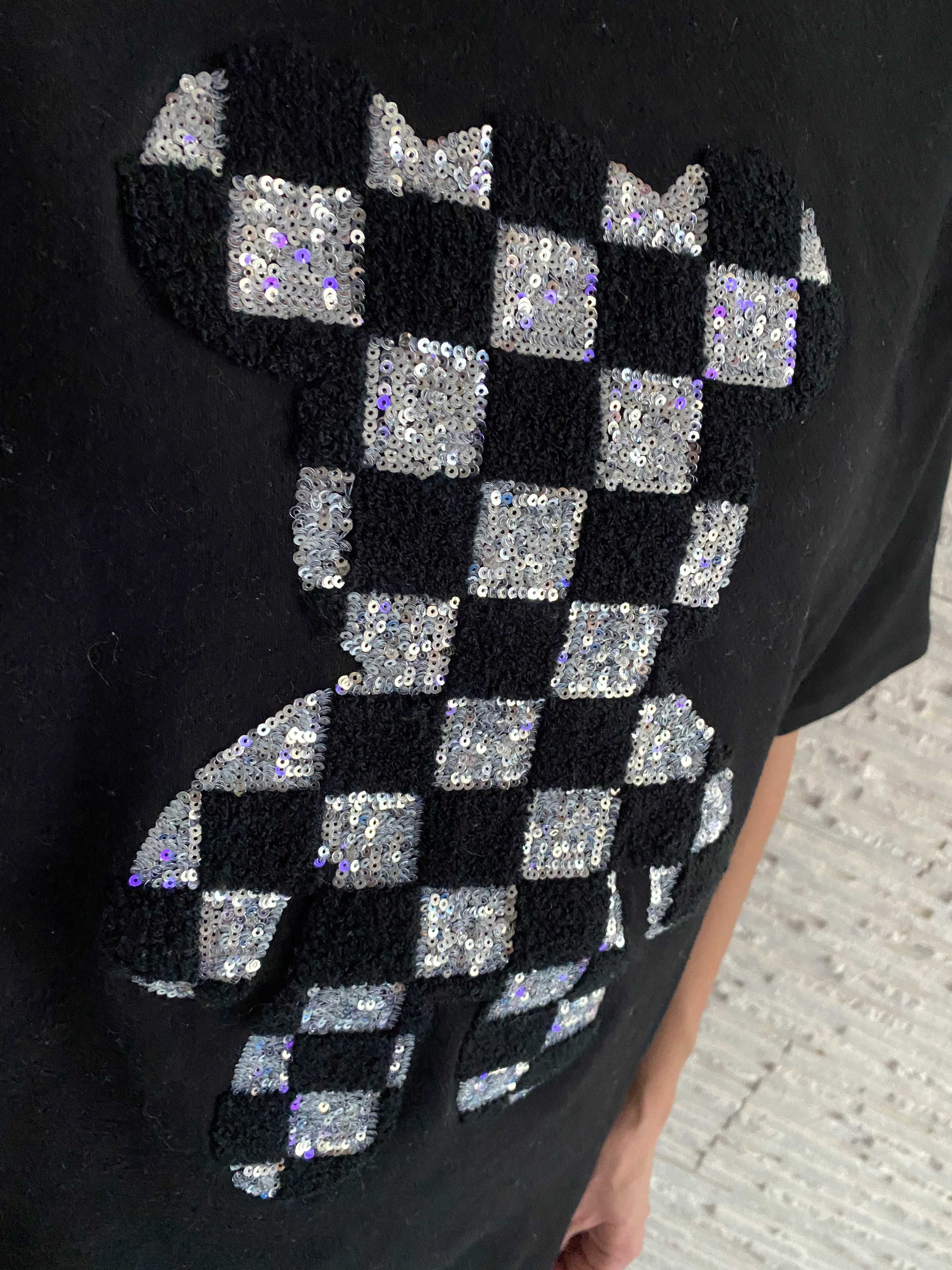 Premium t-shirt z misiem teddy oversize cekiny połyskujący Uni