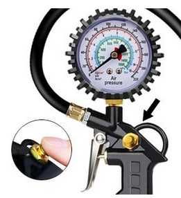 Pistolet do Pompowania Kół Opon z Manometrem PSI Bar kPa kg/cm2