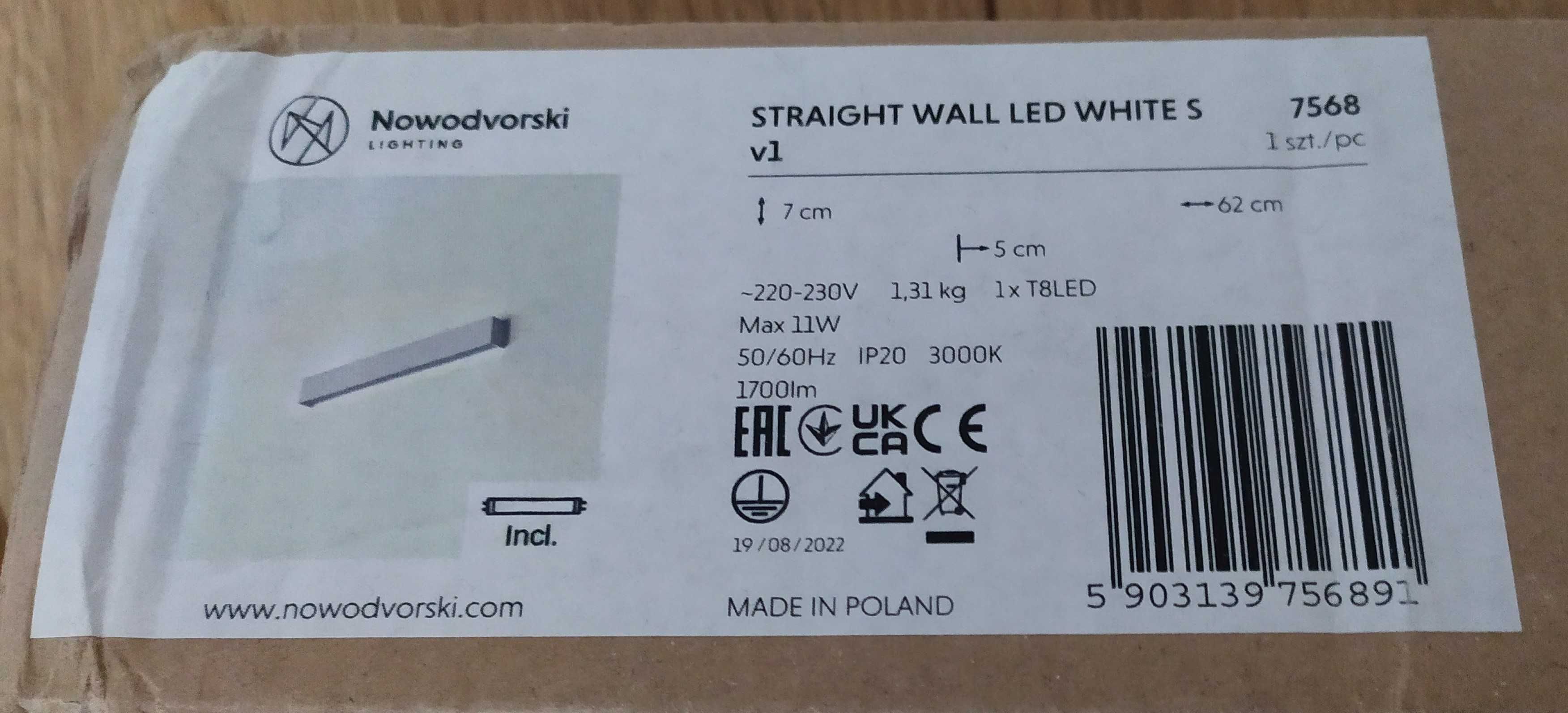 Nowodvorski Straight 7568 kinkiet lampa ścienna LED nowa