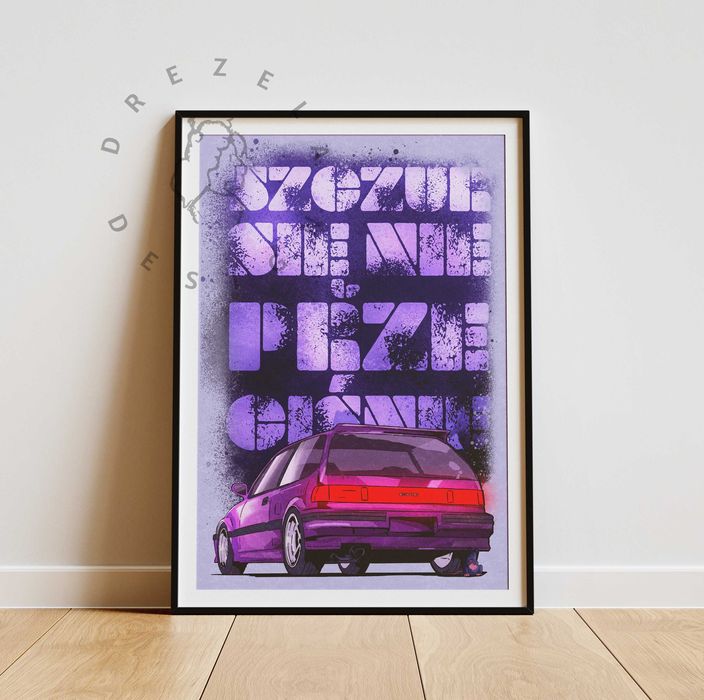 autorski plakat Honda Civic "Sczur się nie przeciśnie" - drezeladesign