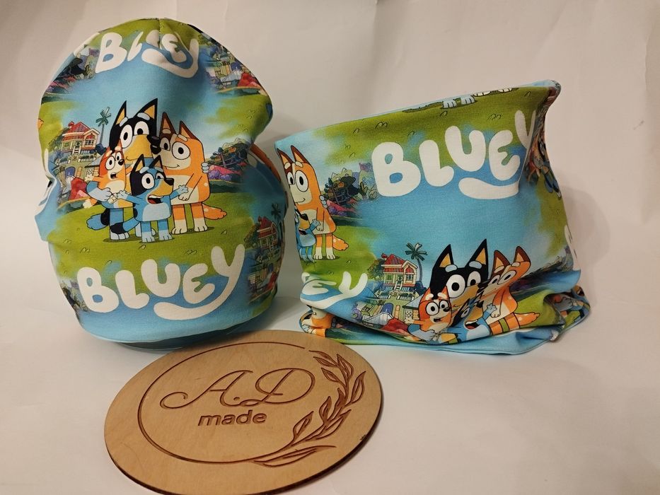 Zestaw komplet bawełniany czapka komin Bluey