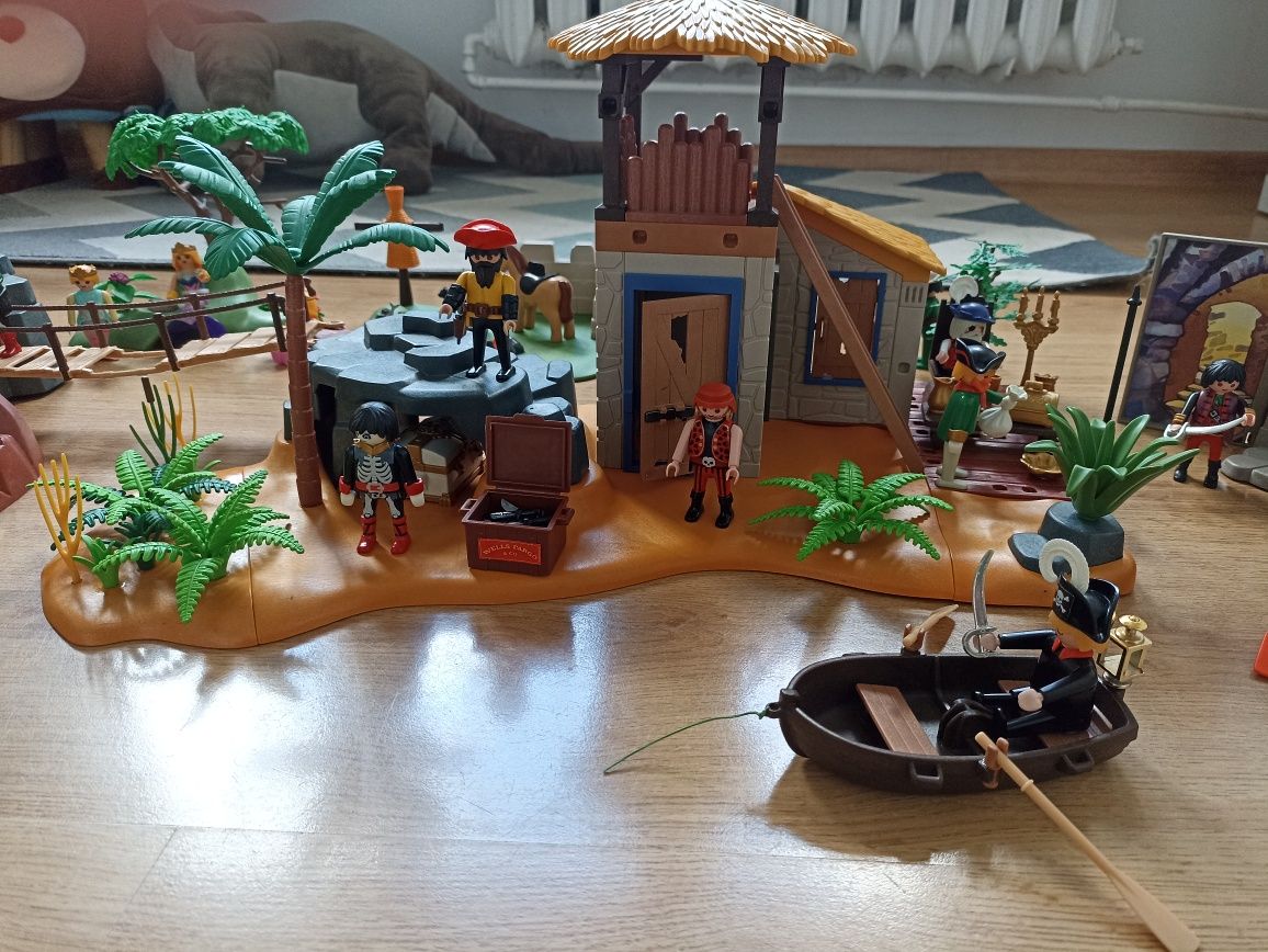 OGROMNY zestaw Playmobil Piraci, okręt piracki, wyspa syren i skarbów