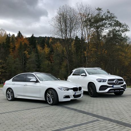 Samochód do Twojego ślubu - białe BMW 328i i biały Mercedes GLE 300d