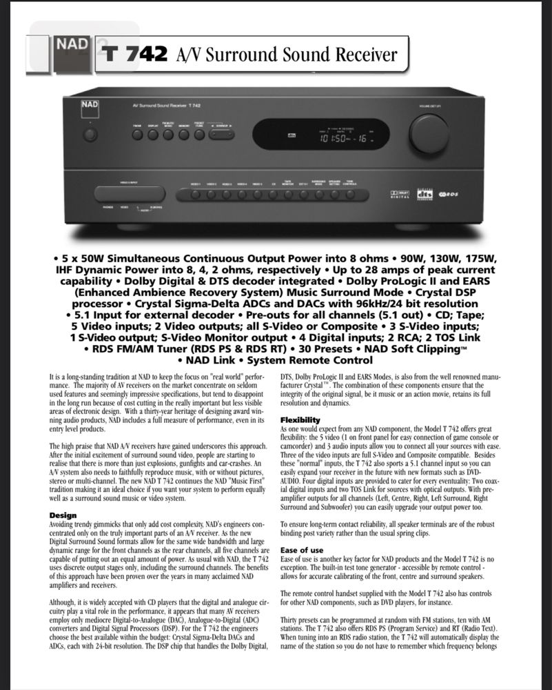 NAD T 742 wzmacniacz amplituner