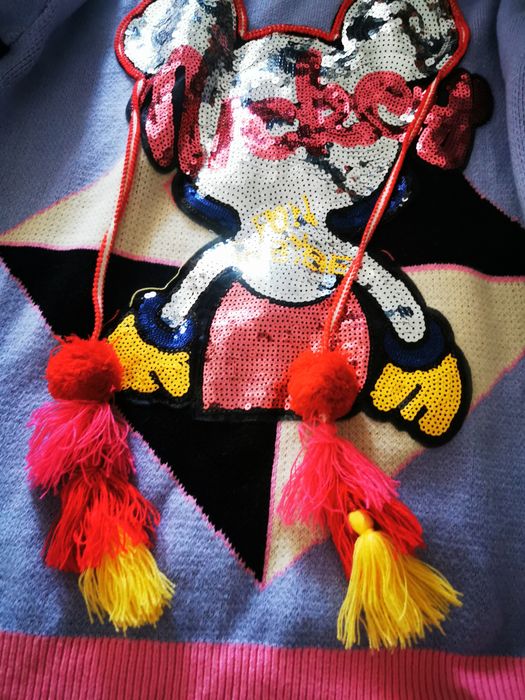 Sweterek damski Disney Miki mouse cekiny pompony