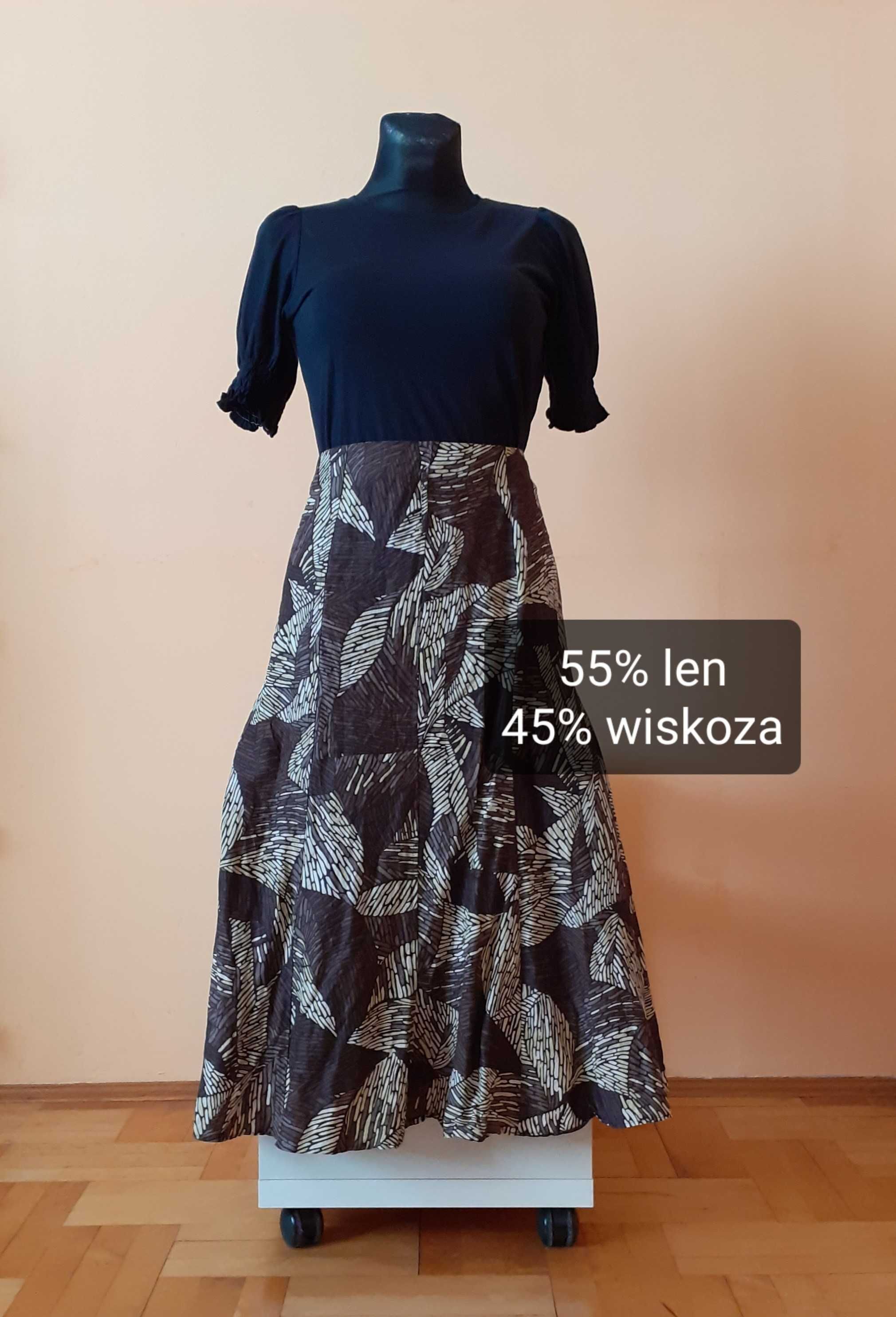 44 Spódnica dla niskich długa maxi wzory len wiskoza Marks & Spencer