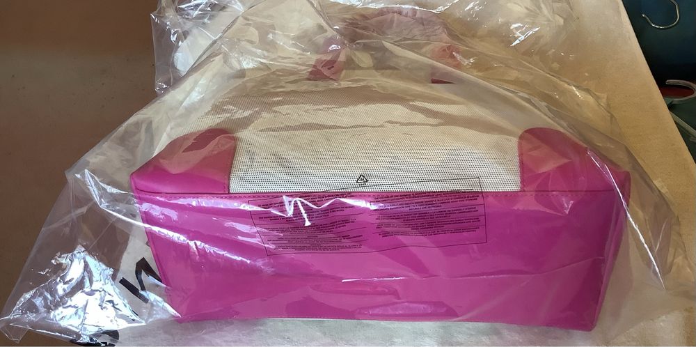 Torebka shopper Pinko,  len/tworzywo, sliczny pink, ozdobne logo
