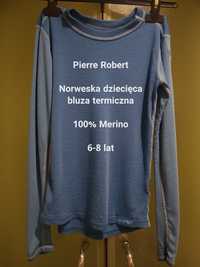 Pierre Robert Norweska dziecięca bluza termiczna 100% Merino, 6-8 lat