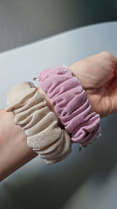 Scrunchie pasek do Apple Watch 42/44/45/49 mm - różowy / kurkuma