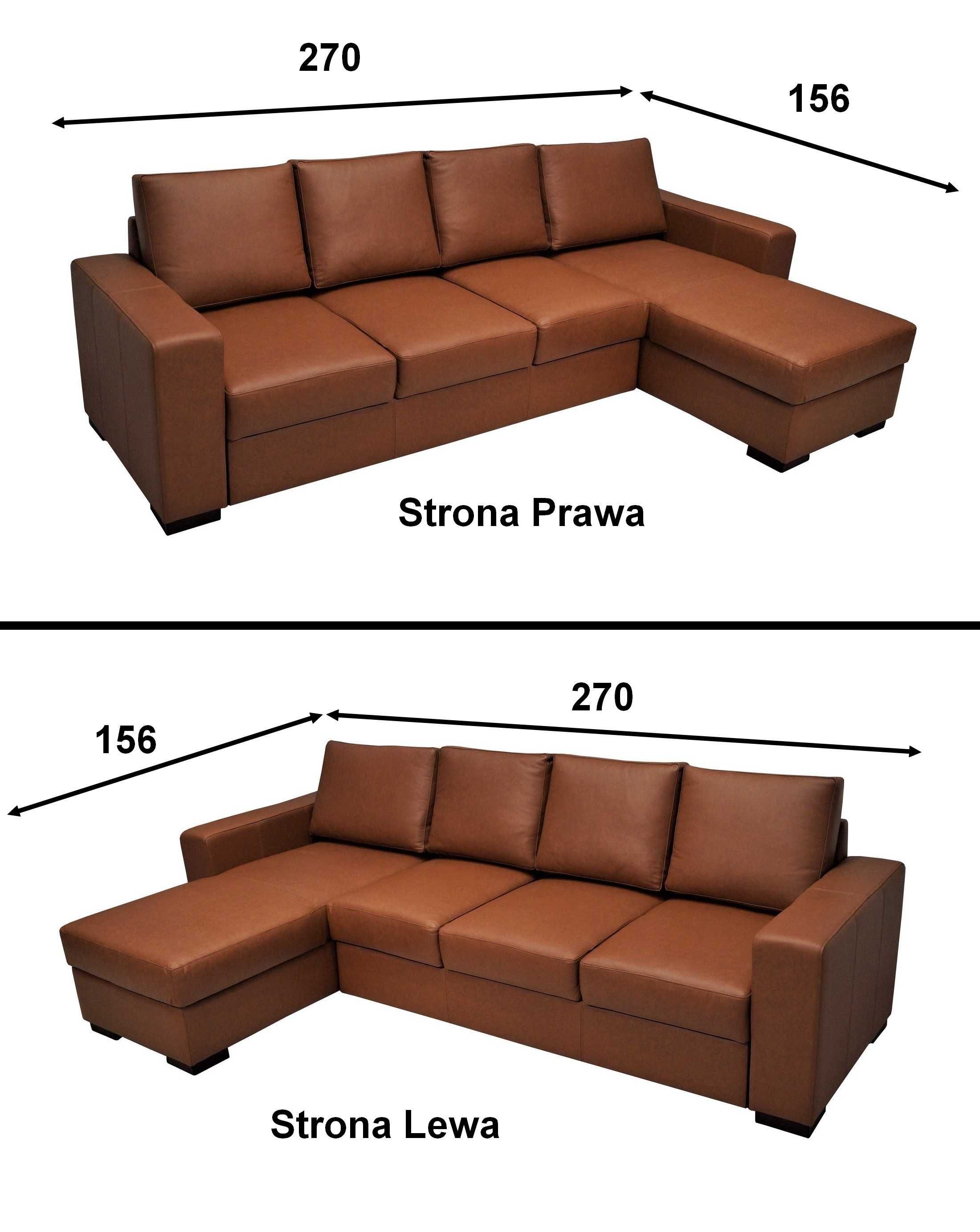 Narożnik 270x156 skóra naturalna, skórzany, rogówka sofa WYBÓR