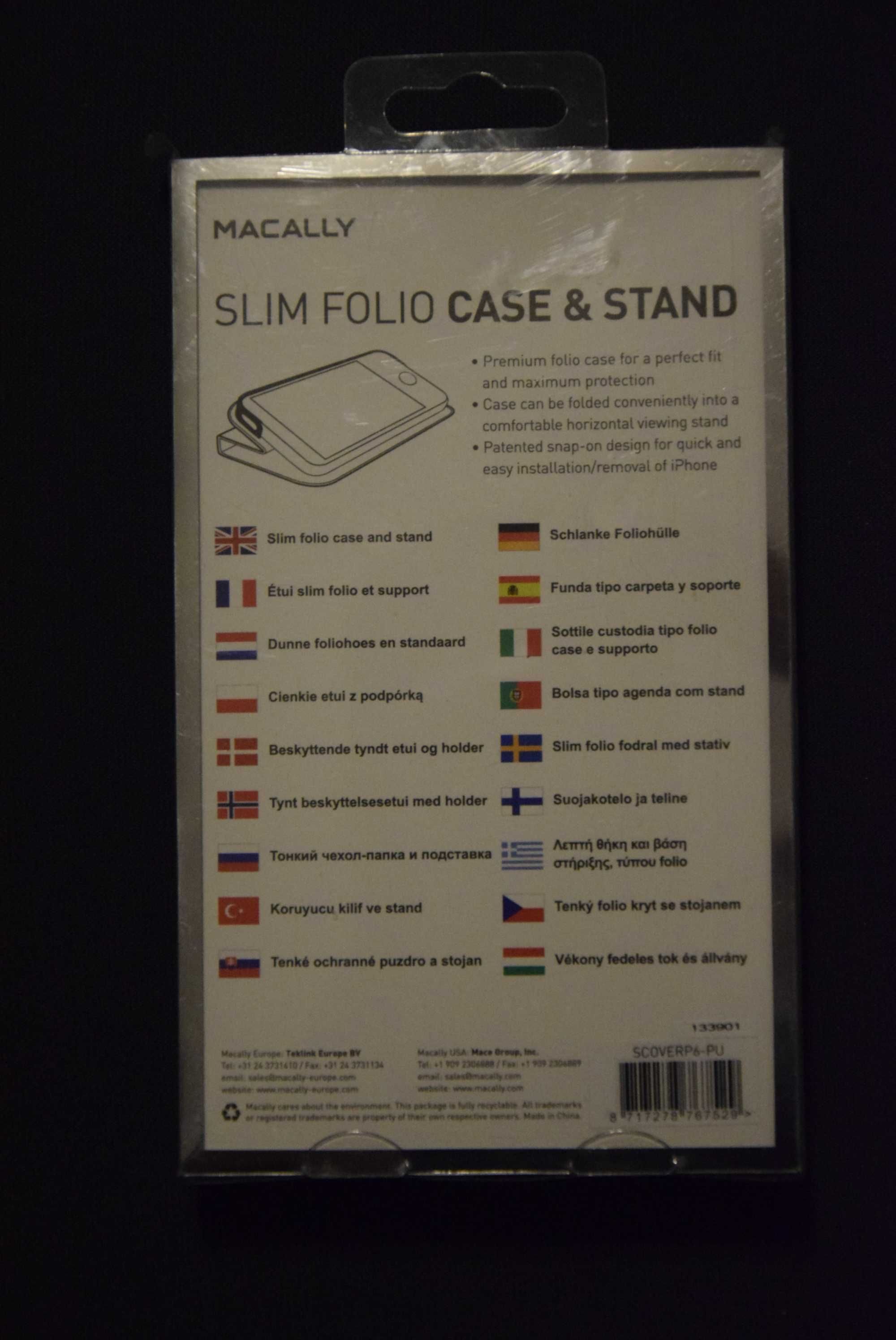 Etui z klapką IPhone 5c MACALLY SlimCover , brązowy .