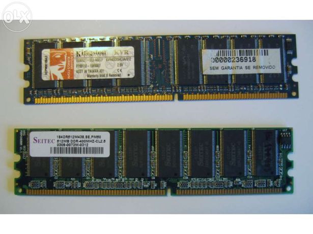 2 Módulos memória ram 512mb (1gb) ddr 400 (pc 3200)