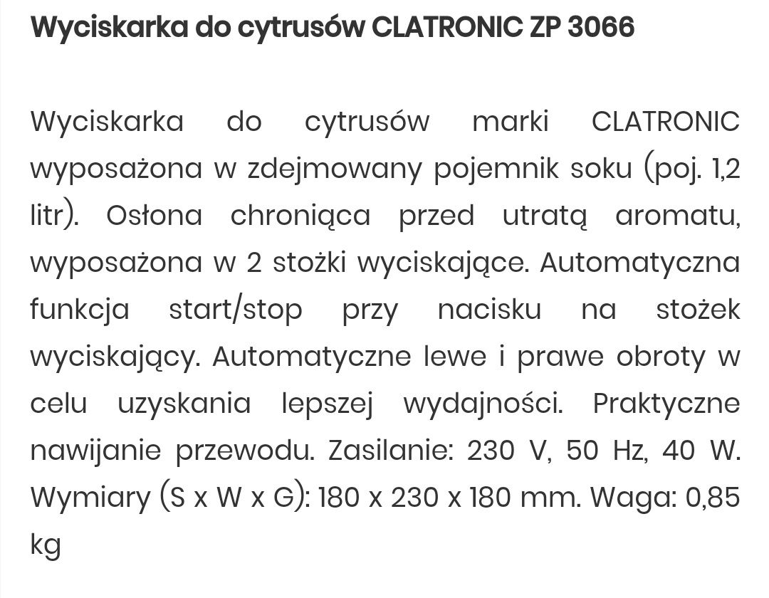 Wyciskarka Clatronic ZP 3066