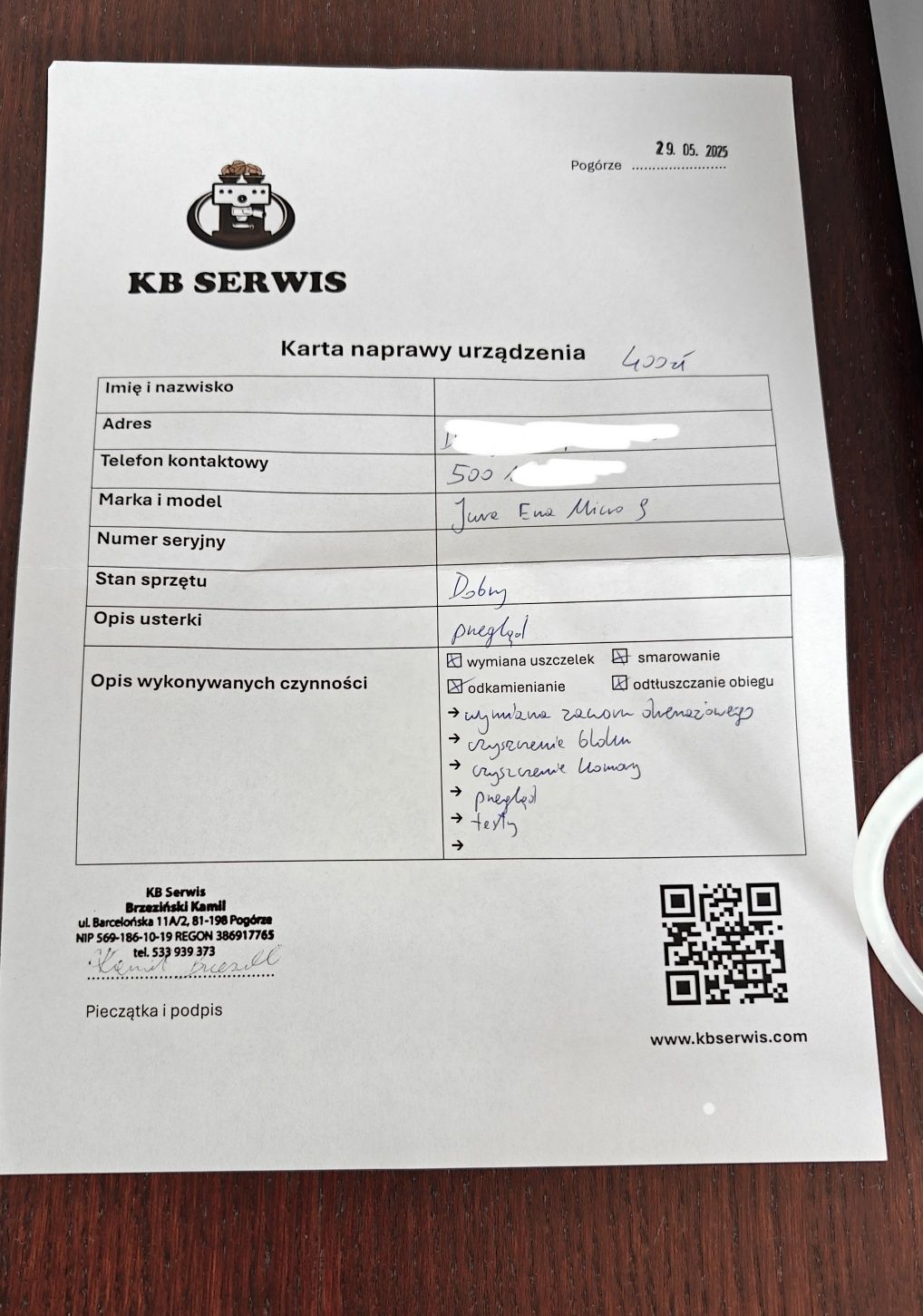 Automatuczny ekspres do kawy Jura Ena Micro 9, świeżo po przeglądzie