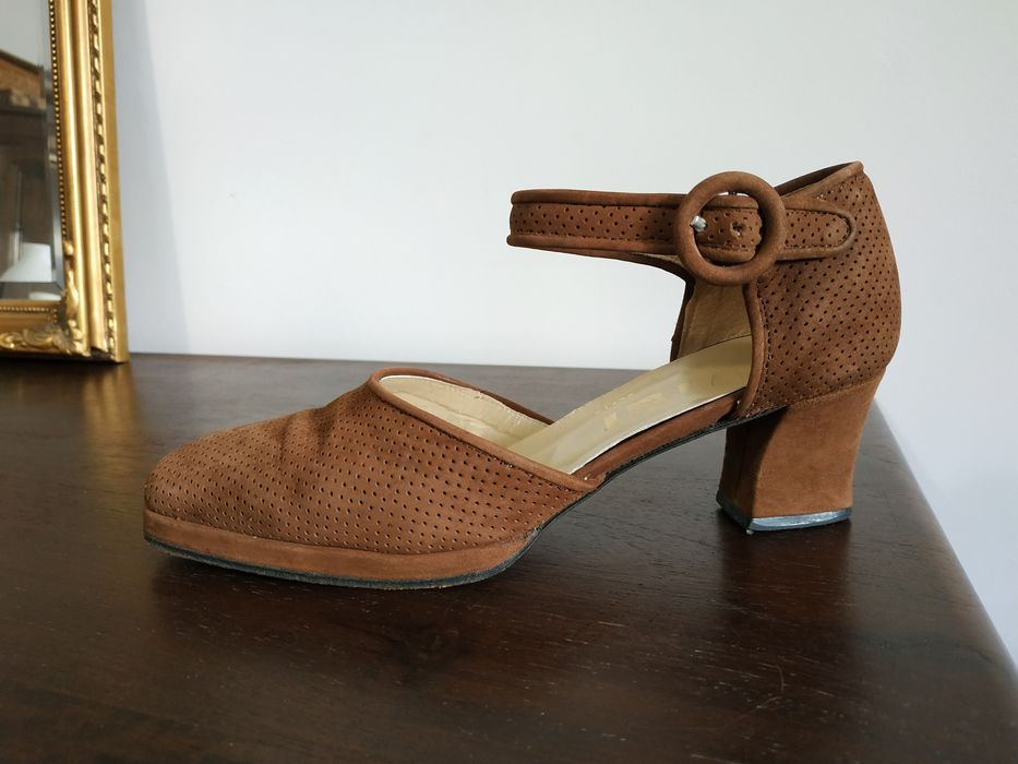 Sapatos tacão camurça VINTAGE