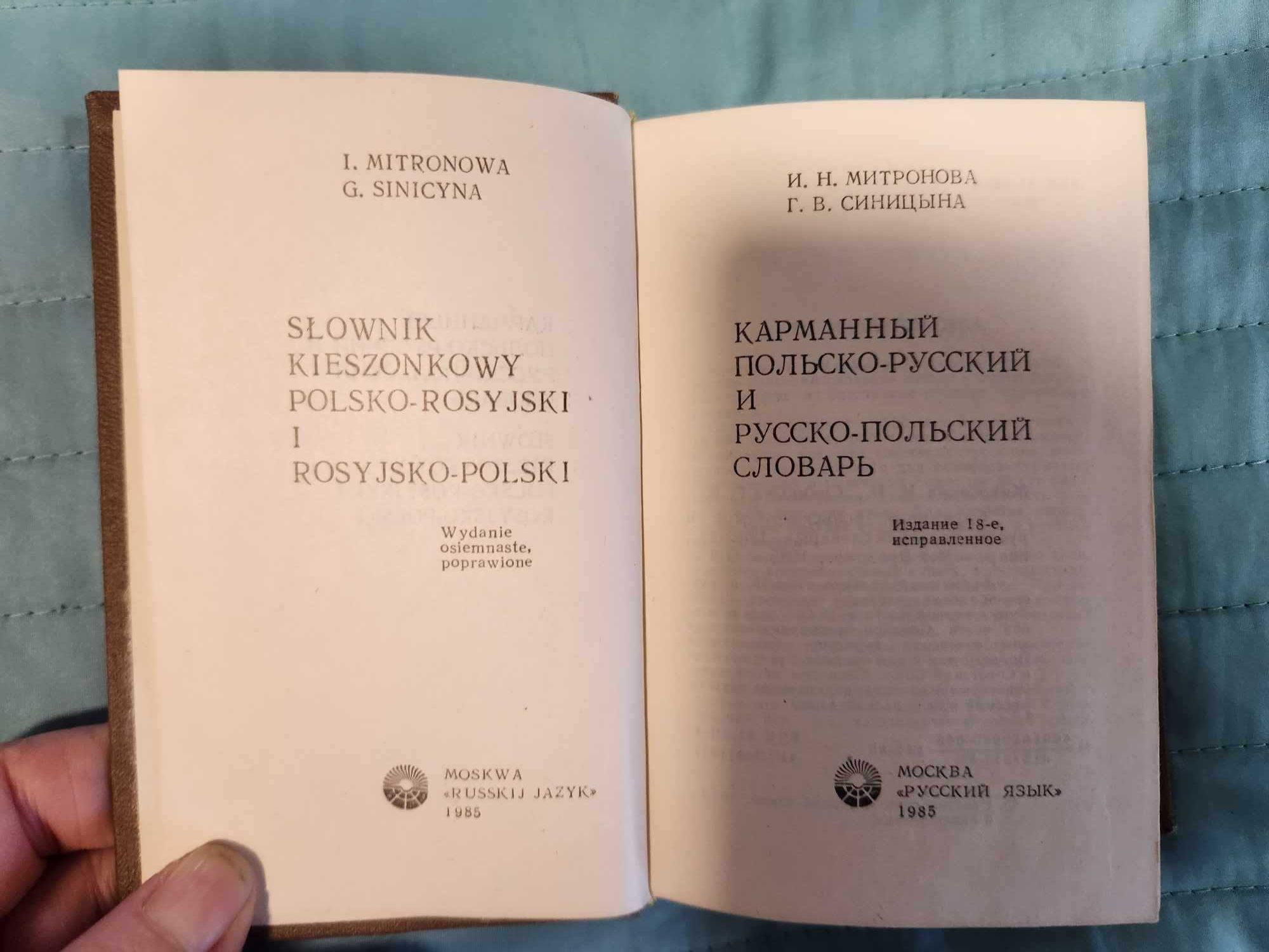 Słownik kieszonkowy polsko-rosyjski i rosyjsko-polski 1985