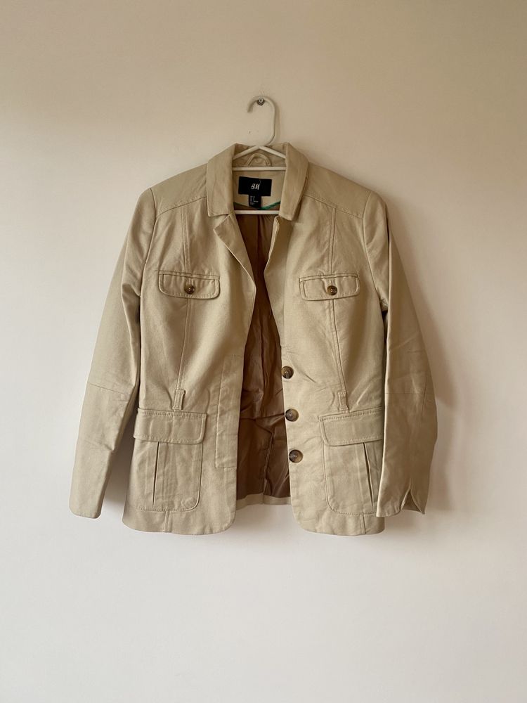 Piaskowy żakiet marynarka safari H&M S