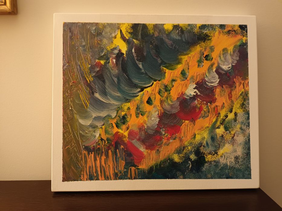 Quadro pintado a acrílico e óleo