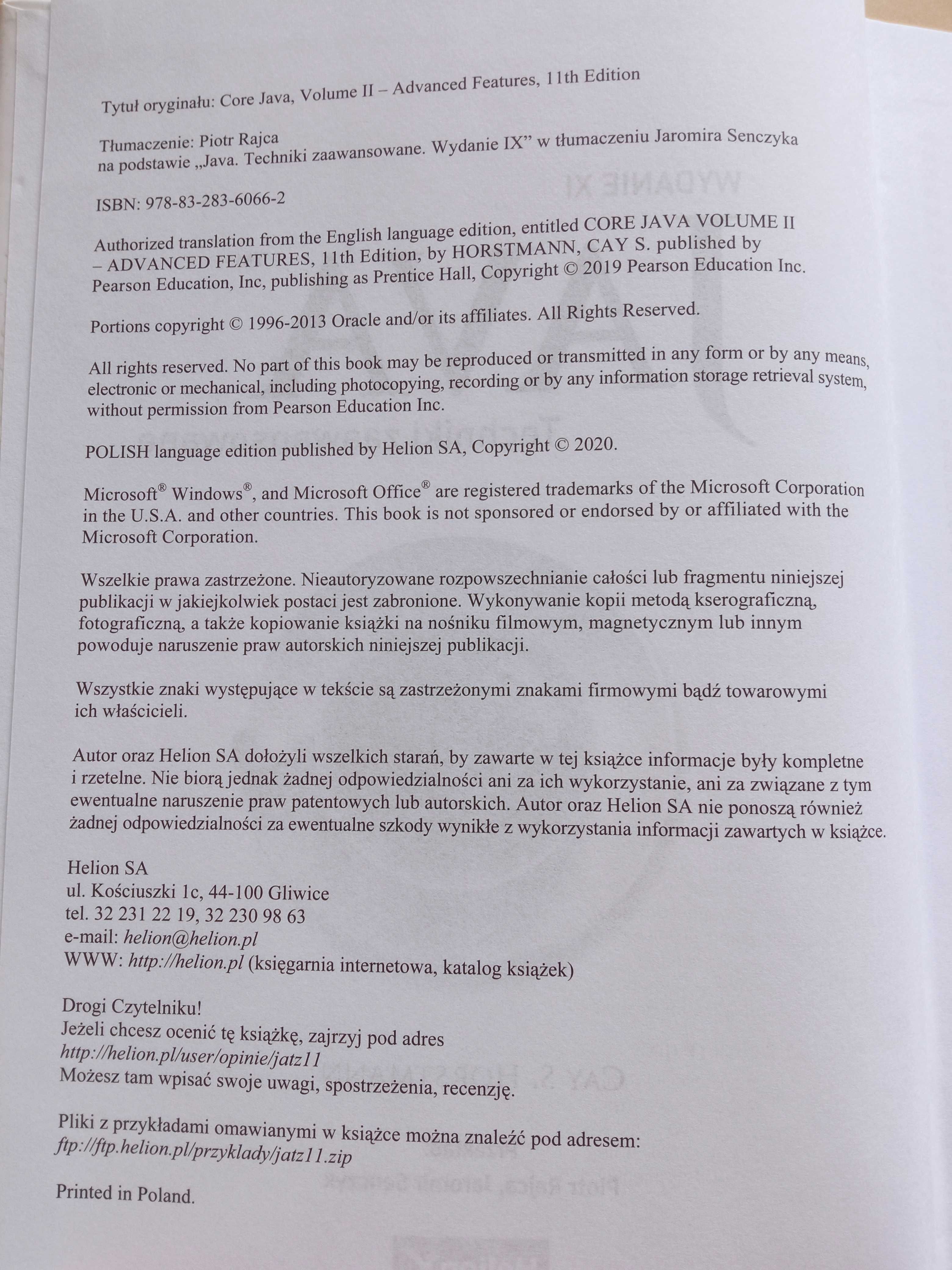 Java Techniki zaawansowane Wydanie XI Prentice Hall Helion 2020