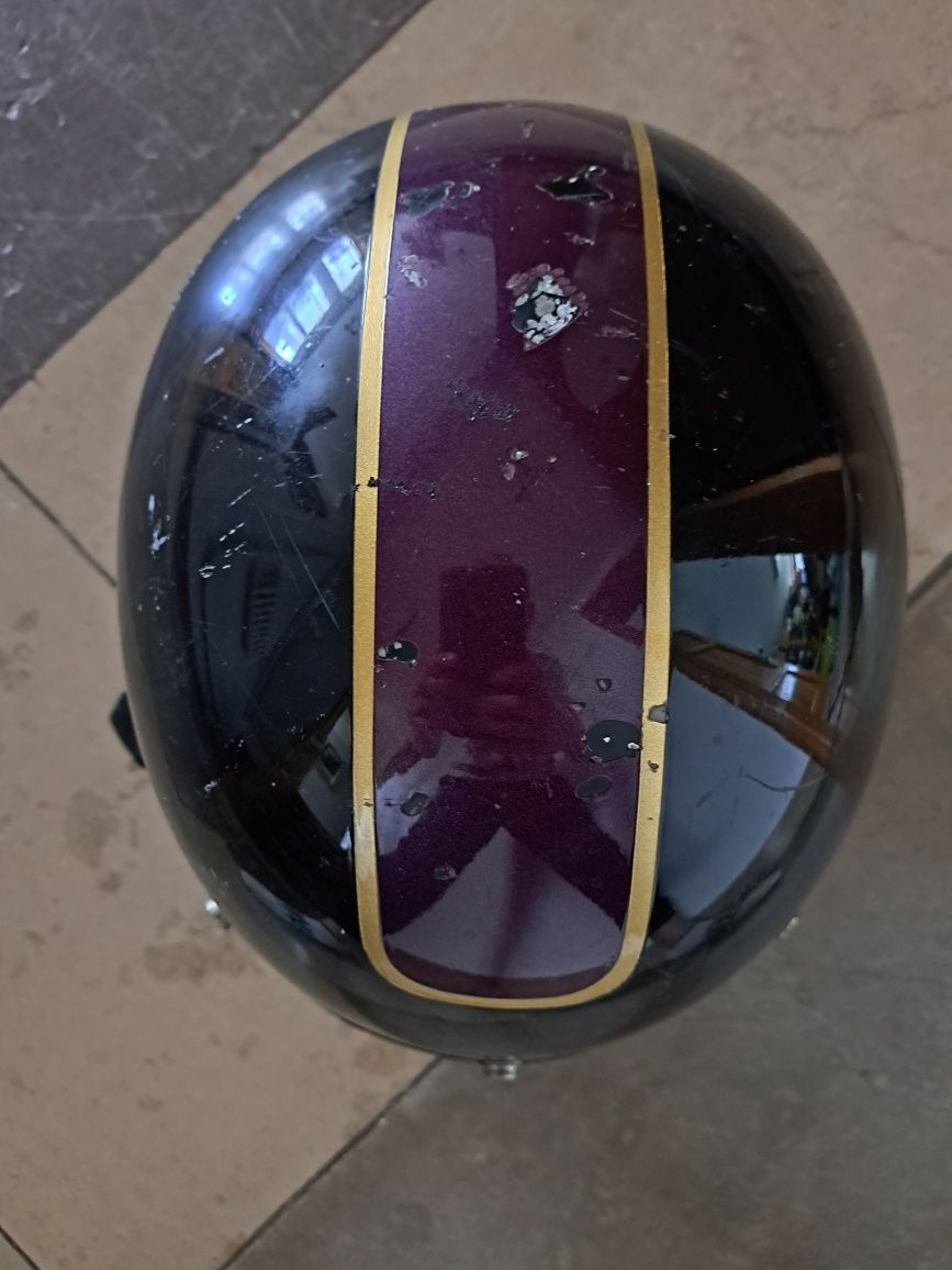 Kask motocyklowy orzeszek retro japoński Delacombaz skuzrany środek