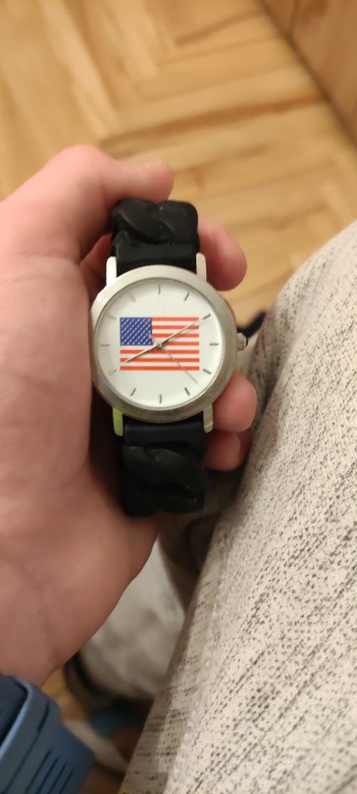 Zegarek z flagą USA męski dla dzieci