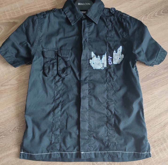 Koszula czarna dla chłopca 146 , 5.20.15 krótki rękaw