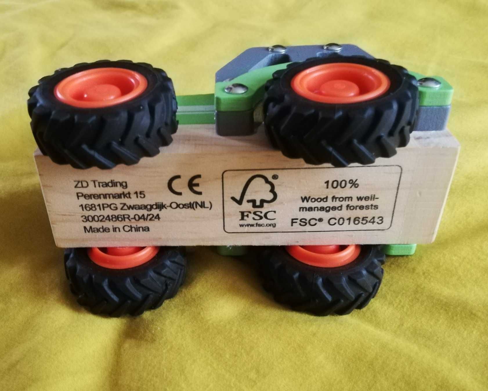 Traktor zabawka dla dziecka mini Matters drewno+guma do rączki 10m+