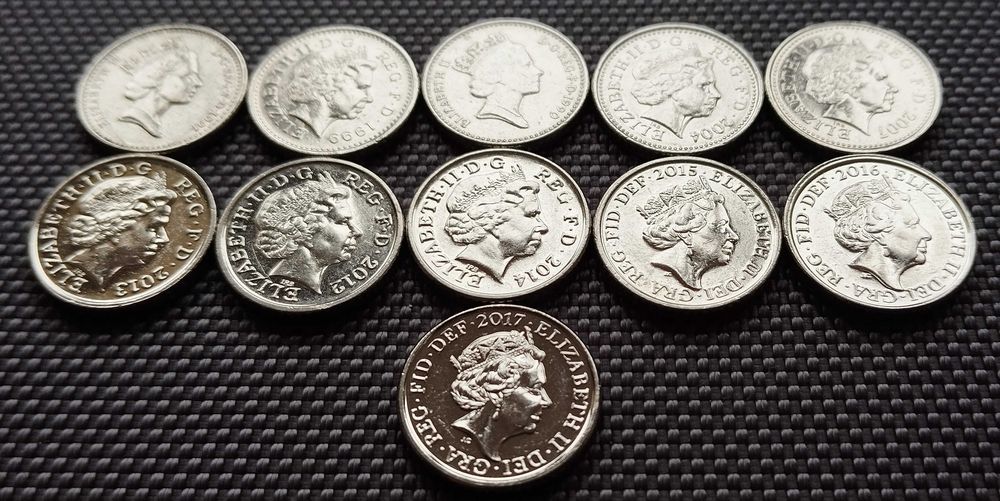 Колекція 11 монет 5 пенсів Великобританії