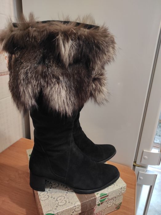 Carlo Pazolini Чобітки зима нат замш, цегейка, хутро чорнобурка