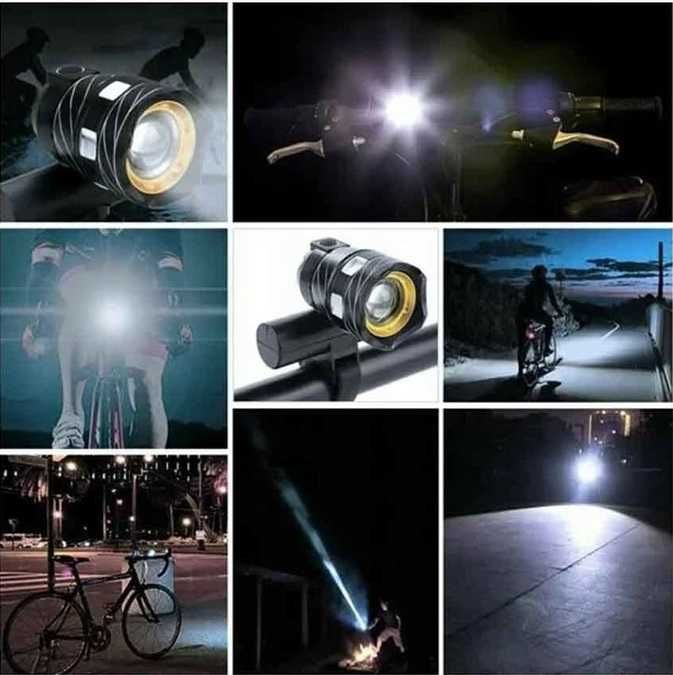 Mocna Lampka T6 ZOOM Przód + Tylne Światło Rower * VideoPlay Wejherowo