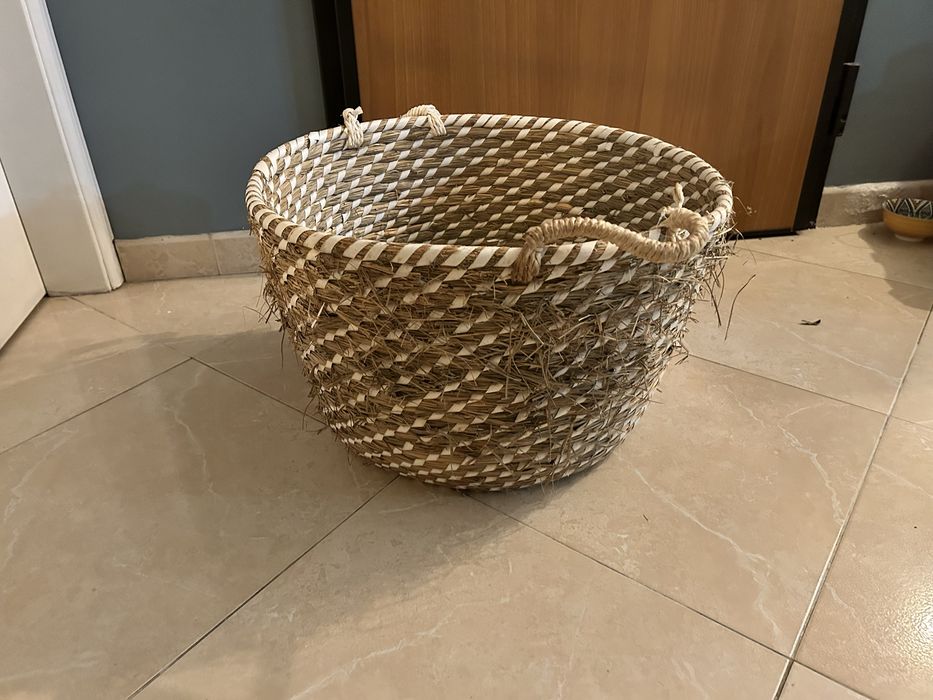 Conjunto de Cestas Decorativas em Palha Natural