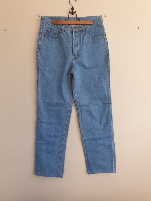 Spodnie klasyczne jeansy z prostymi nogawkami vintage niebieskie nowe