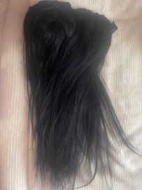 Włosy naturalne słowiańskie clip in ciemny brąz