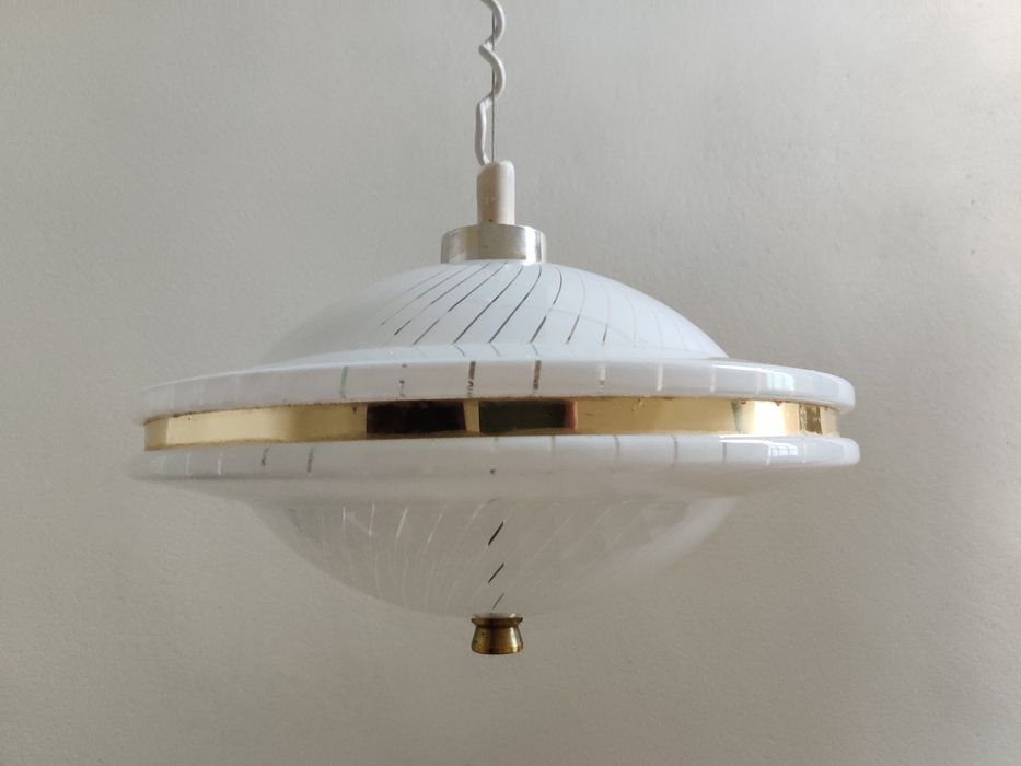 Candeeiro de teto em vidro, extensível, dos anos 60