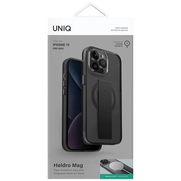 Etui Uniq Heldro Mag Magclick do iPhone 15 Pro Max - Czarne, z Paskiem