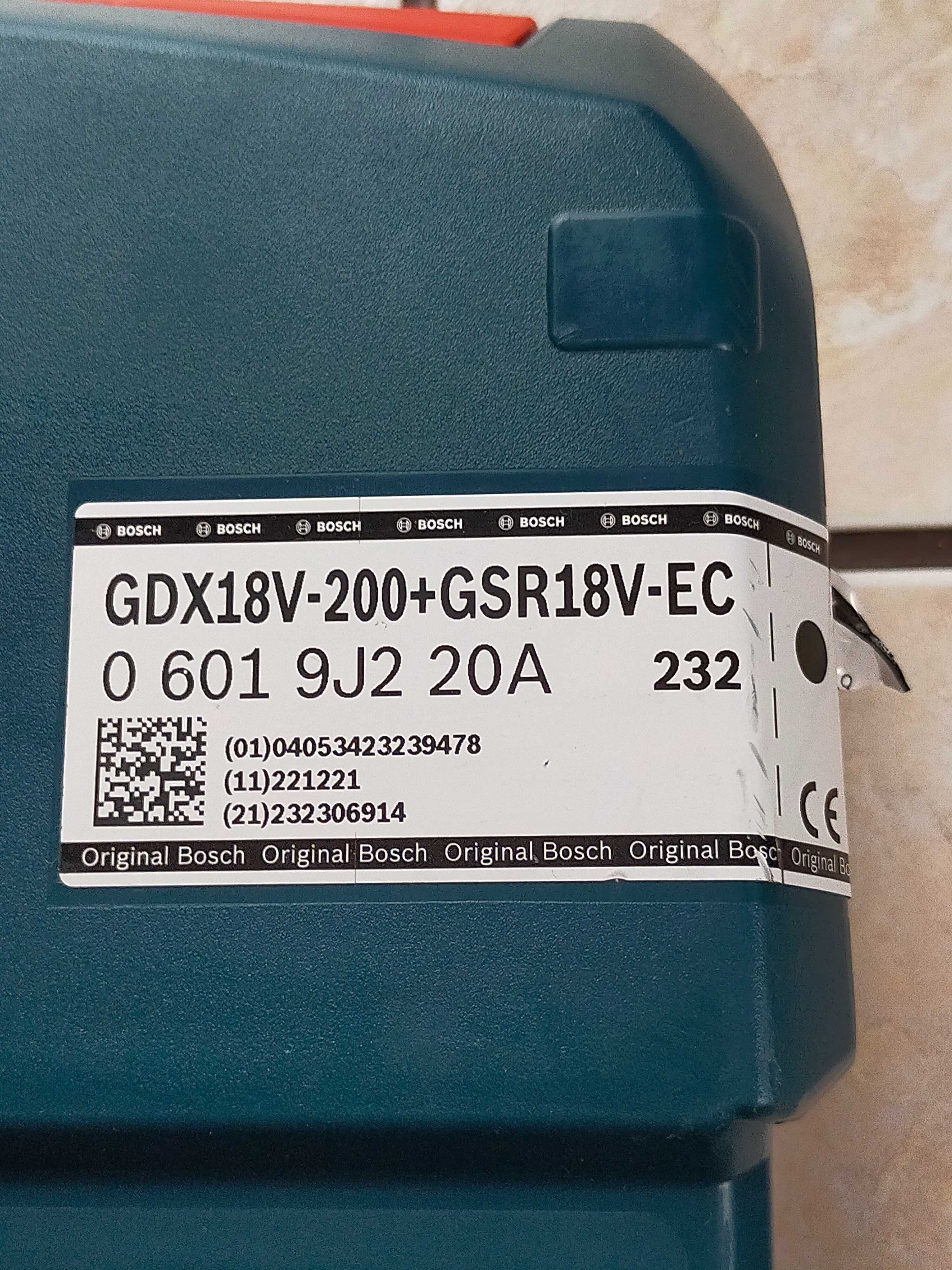 Zestaw narzędzi Bosch GDX 18V-200+GSR 18V-EC Nowe.