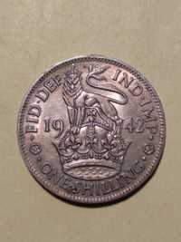 Moeda de 1 Shilling 1942 em Prata Inglaterra