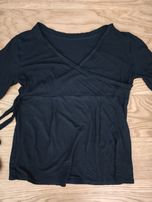 Kopertowa bluzka tunika L/XL do karmienia, z wiązaniem, czarna, Bensin