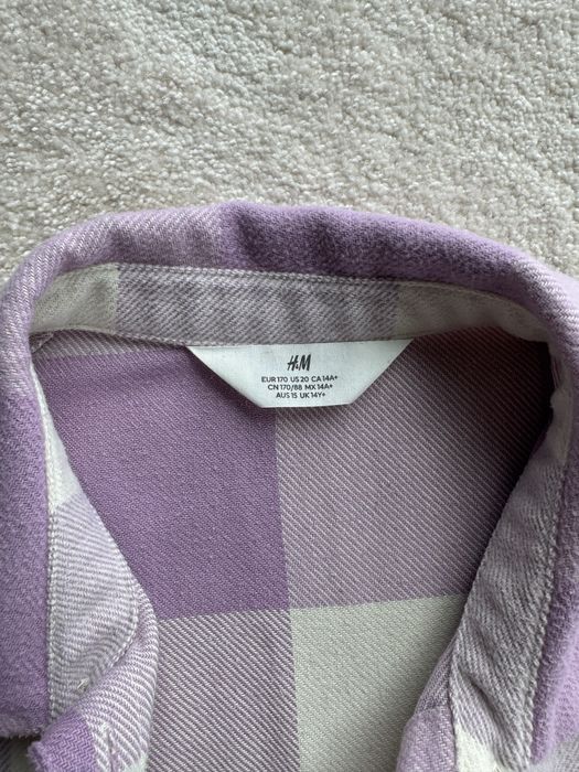 Buza koszulowa rozpinana H&M s/m 170 cm różowa krata