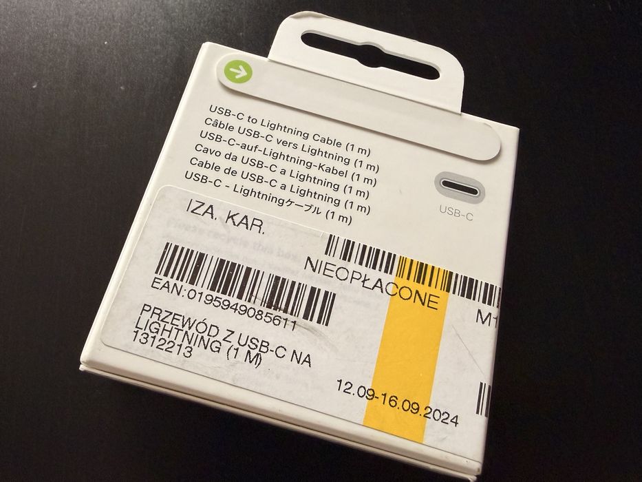 Oryginalny kabel przewód iPhone Lightning USB-C 1m