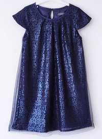 Granatowa tiulowa cekinowa sukienka Reserved 128