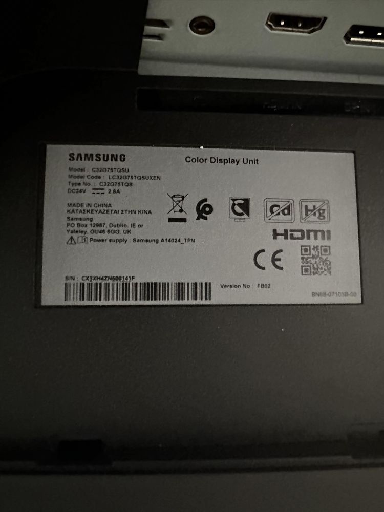 Monitor Samsung Odyssey G7 32”
