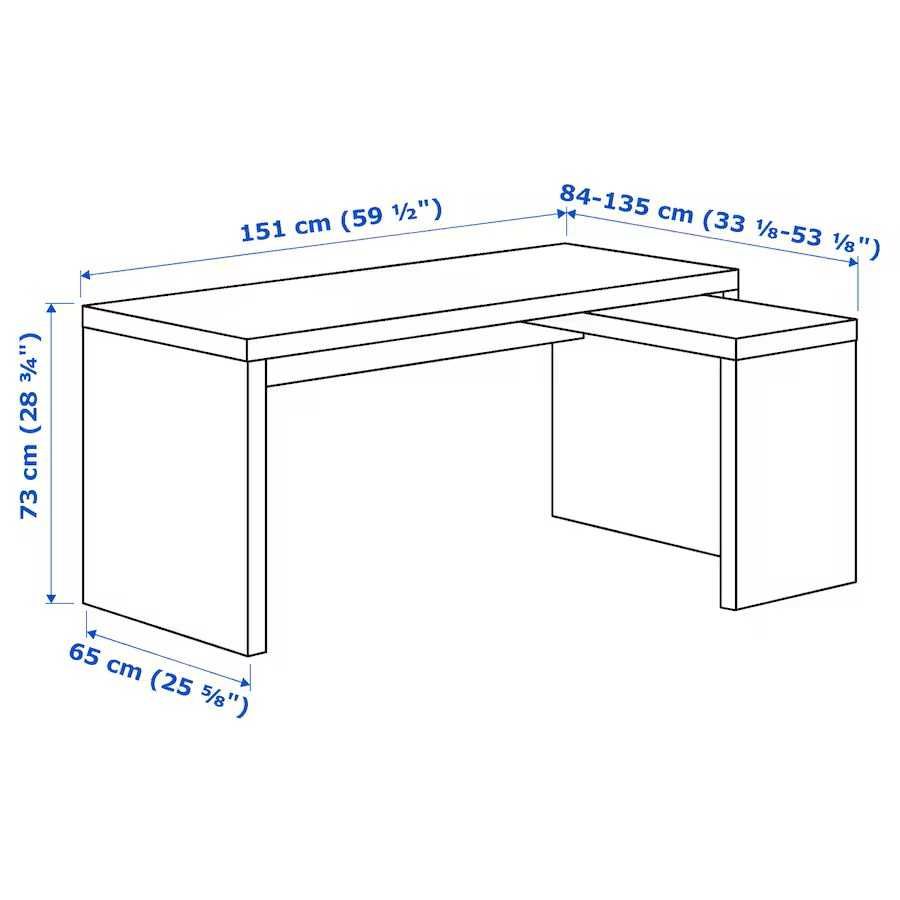 Biurko IKEA Malm wysuwany bok, okleina dębowa