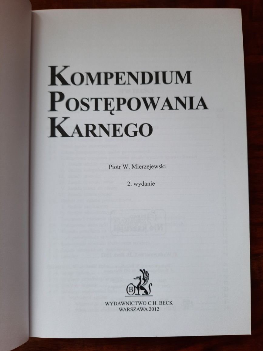 Kompendium postępowania karnego Piotr W.Mierzejewski
