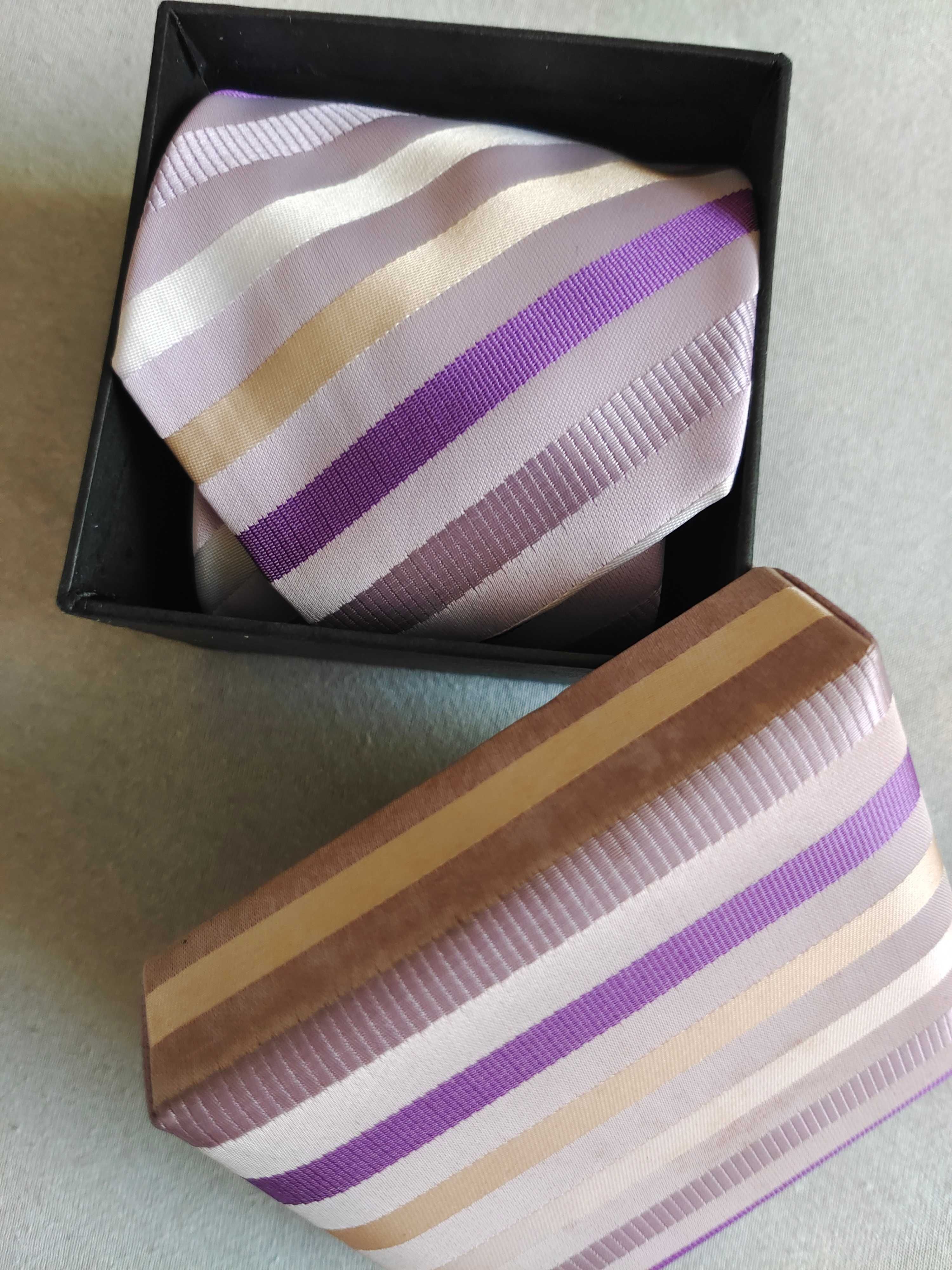 Krawat męski różowy w paski