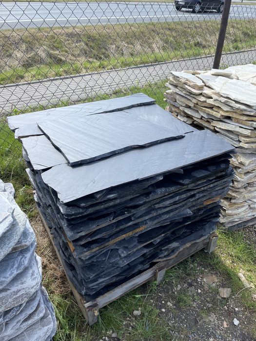 CZARNY KAMIEŃ OGRODOWY Czarny Łupek Naturalny Płyty na Schody Taras