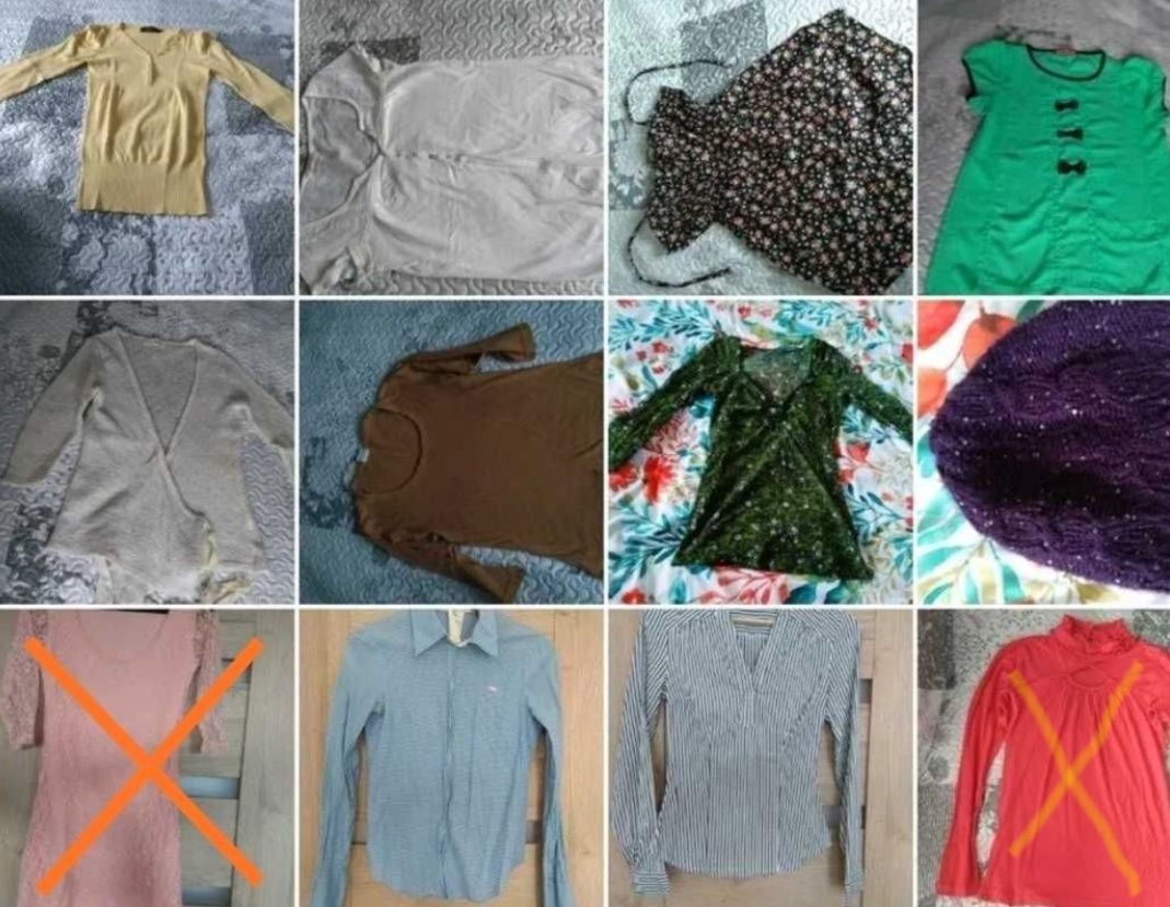 Zestaw ubrań damskich S 10 szt. ciuchów, paka sweter,top,koszula